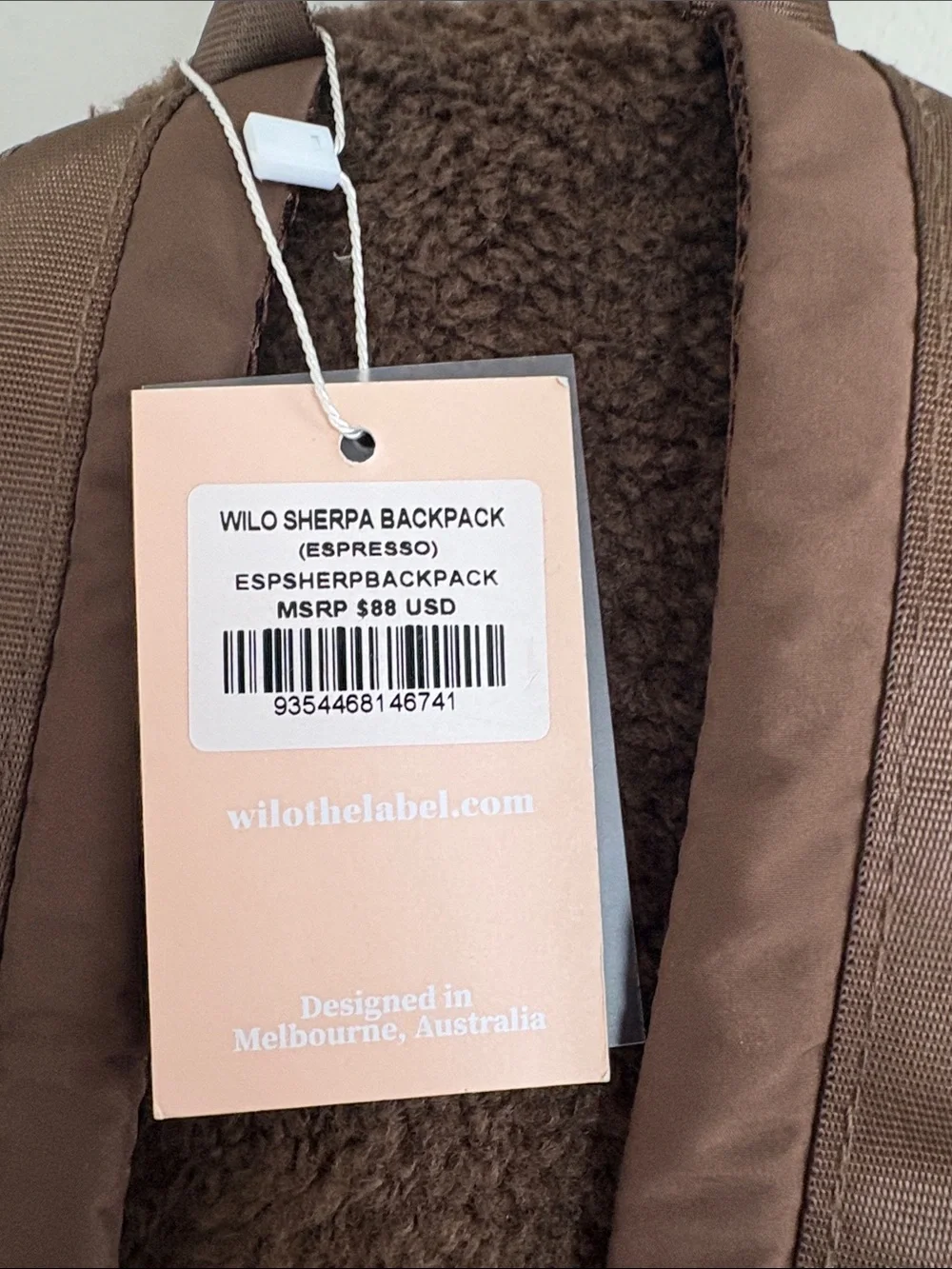 Wilo The Label Sherpa Backpack in Espresso New with Tags